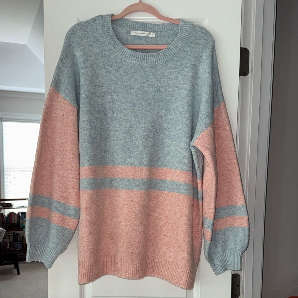 Altar'd State Women's Crew Neck Sweater - Blue and Pink XL